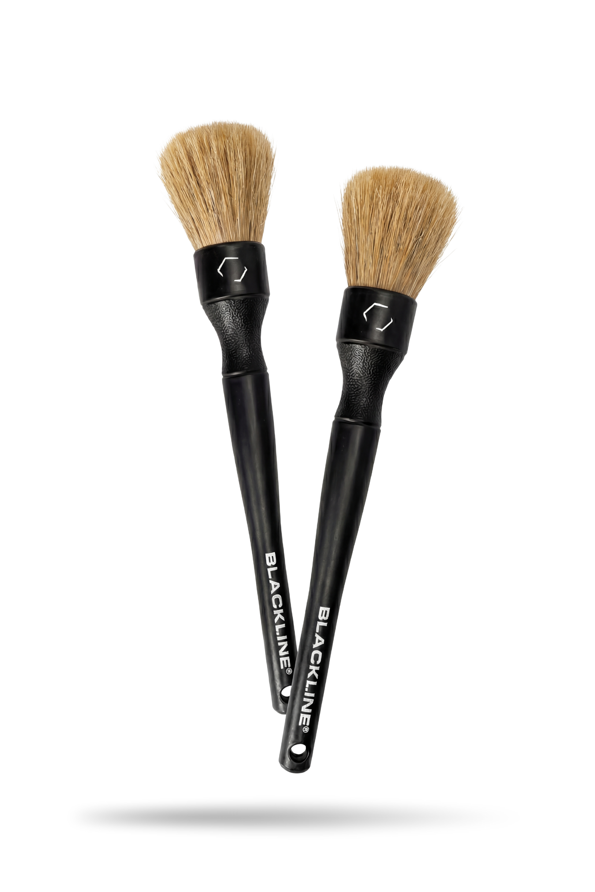 Blackline Car Care boar's hair detailing brushes set, featuring natural boar hair brushes for precise car detailing tasks.
