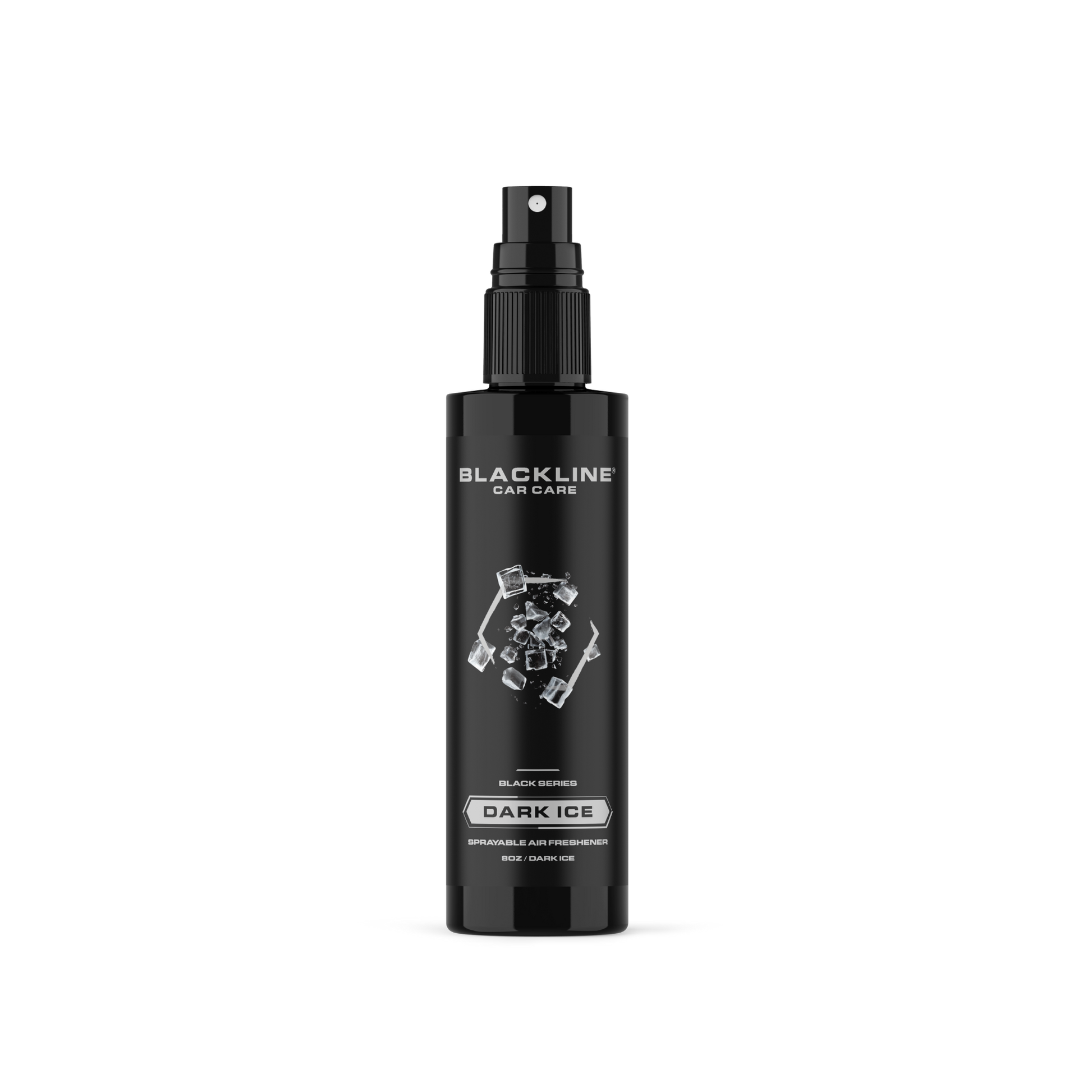 Blackline Car Care 8oz Wild Cherry car air freshener hanging in a vehicle for fresh scent and odor control.