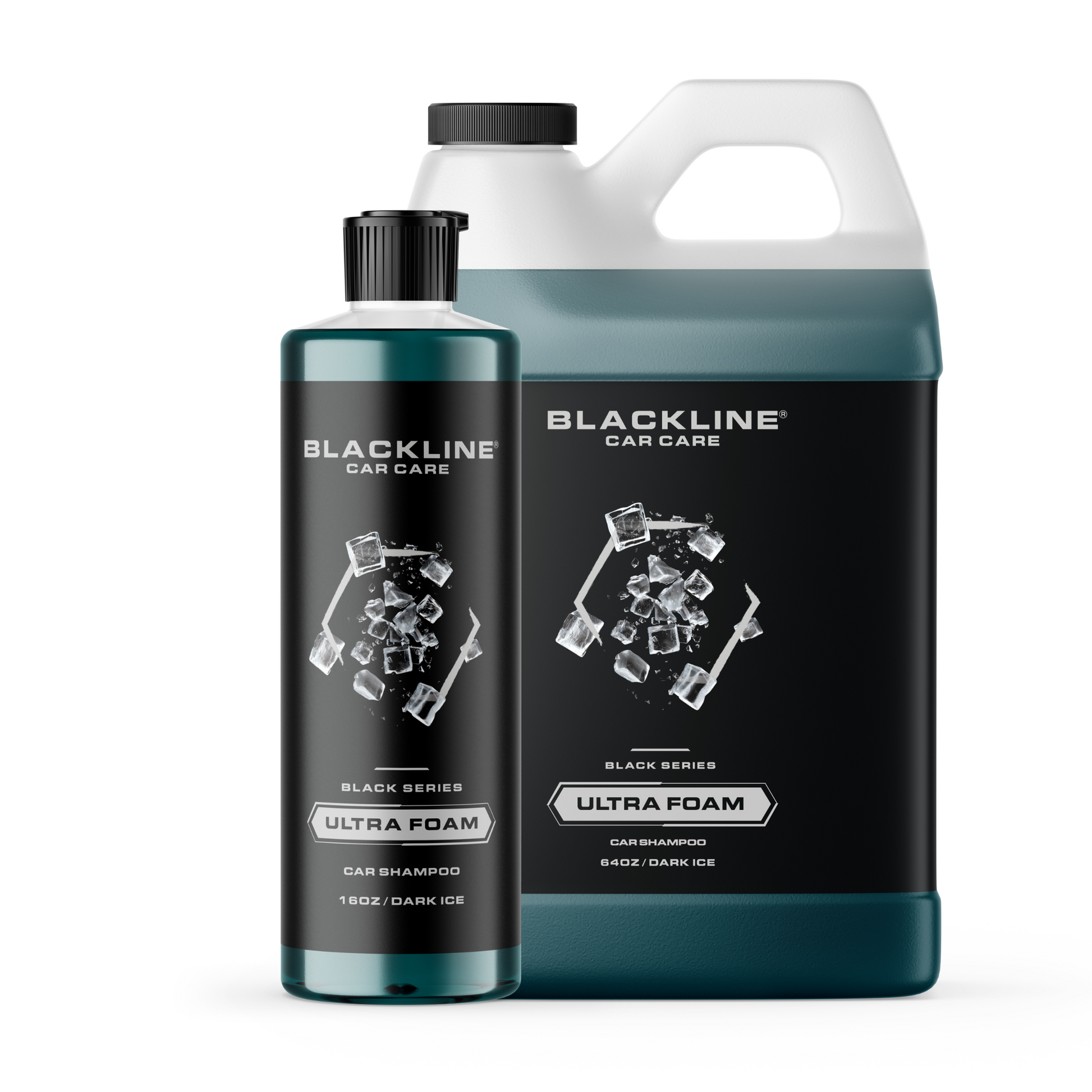 Blackline Car Care BLACKLINE® ULTRA FOAM car shampoo in 16oz bottle showing the product label and packaging.