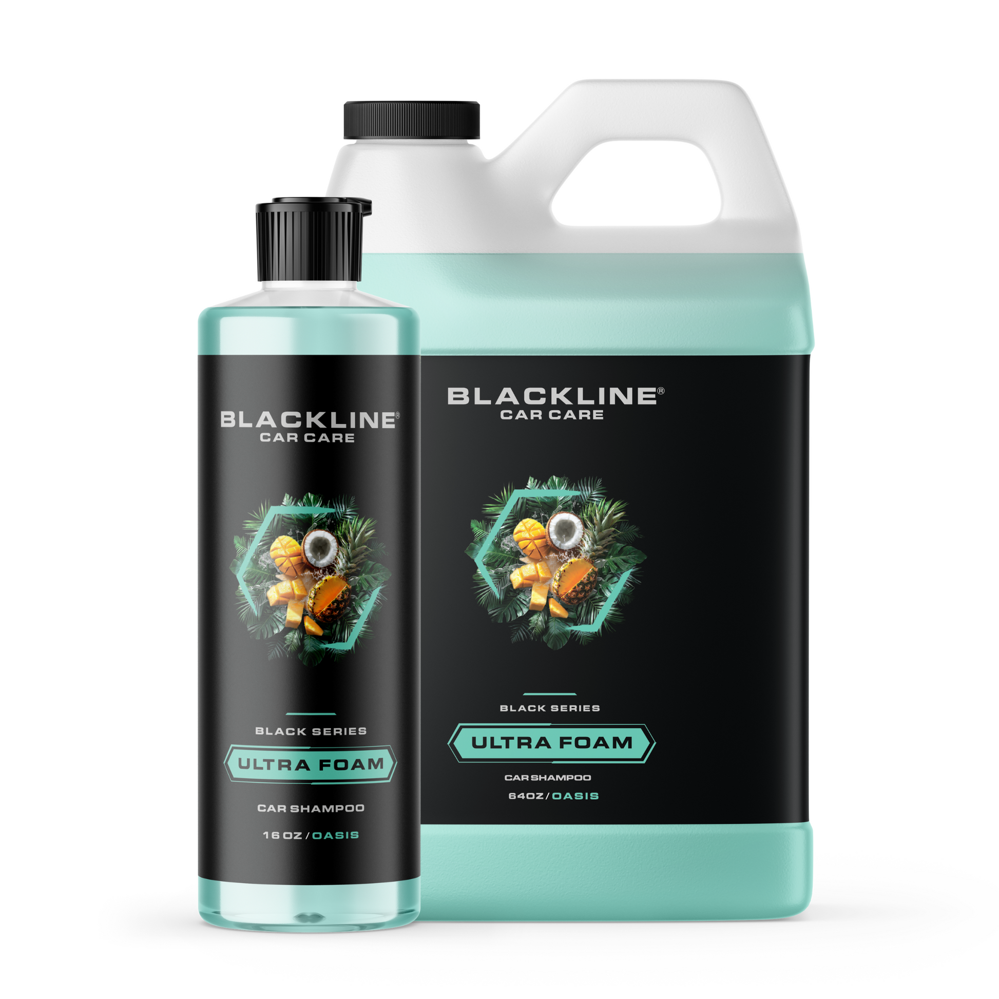 Blackline Car Care BLACKLINE® Ultra Foam car shampoo in a 16oz bottle, showing the product label and packaging.