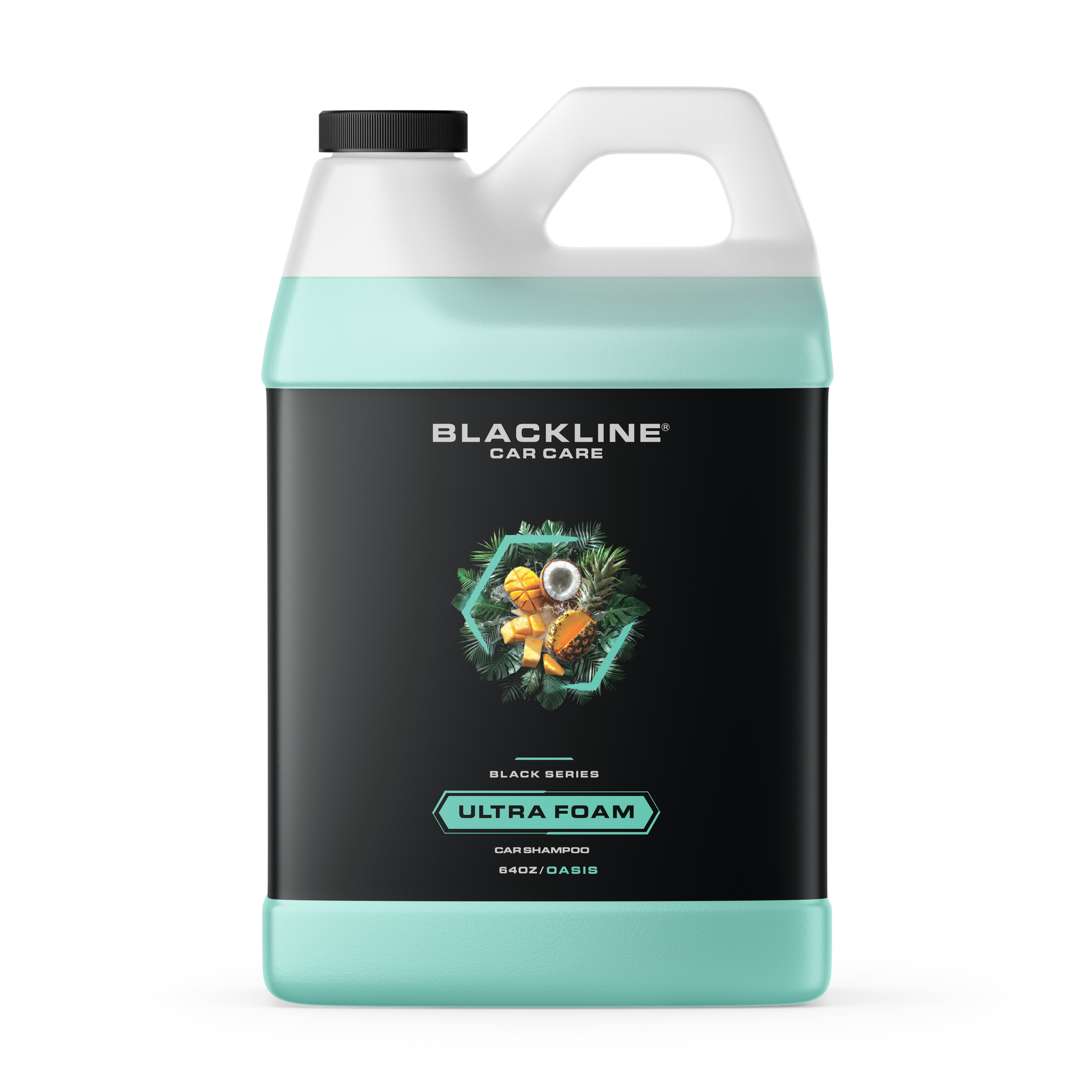 Blackline Car Care BLACKLINE® ULTRA FOAM car shampoo in a 16oz bottle, showing the product label and foam application.