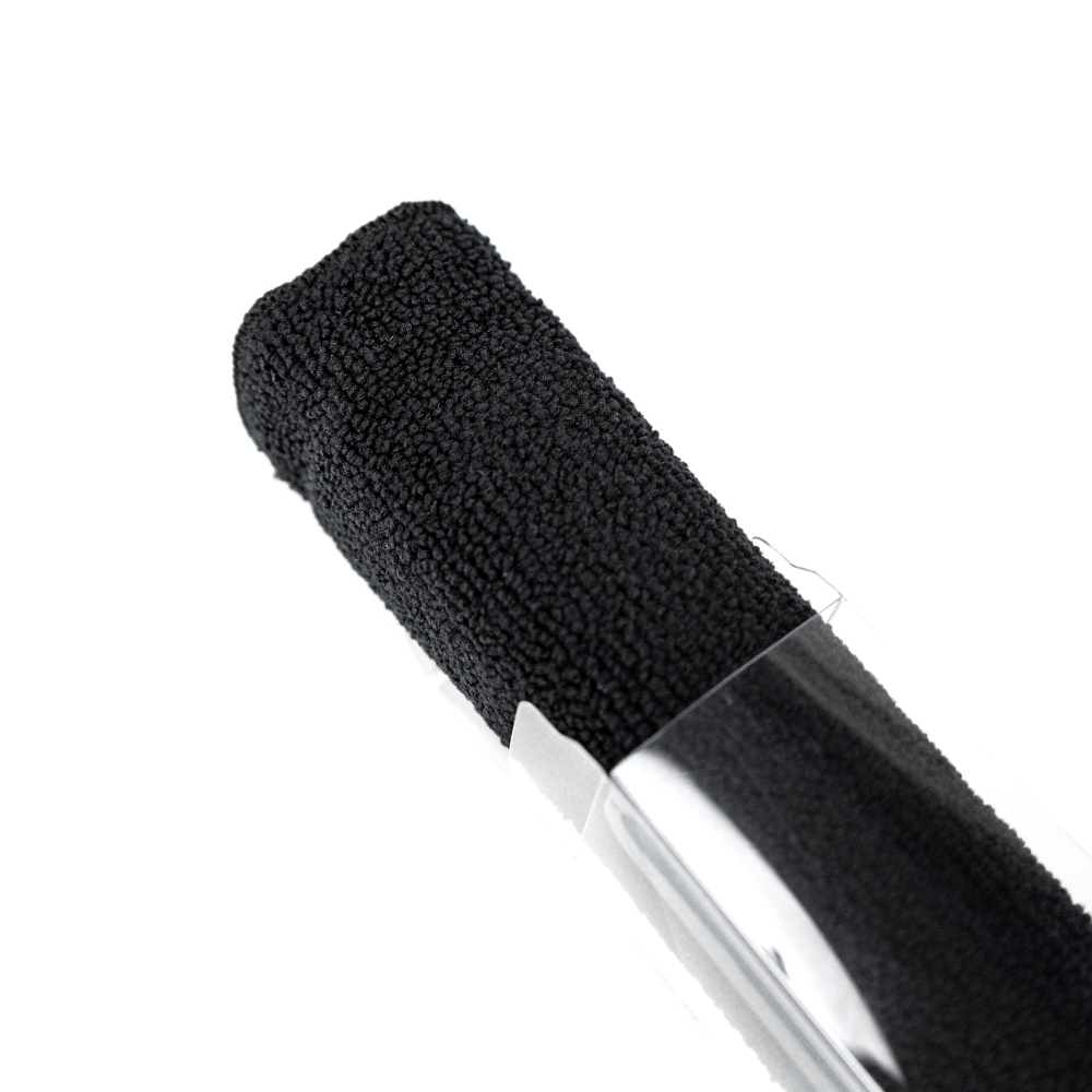 Blackline Synthetic Clay Towel for car detailing, black microfiber cloth used for removing contaminants and polishing vehicle surfaces.
