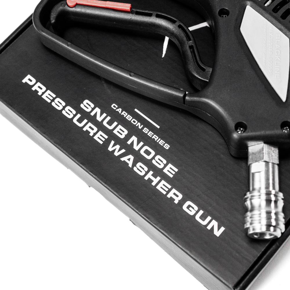 Blackline Car Care Blackline snub-nose pressure washer gun with ergonomic handle and durable construction for cleaning vehicles.