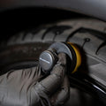 Blackline Car Care BLACKLINE® Tire Applicator Brush with black handle and bristles for tire cleaning and applying tire dressing.