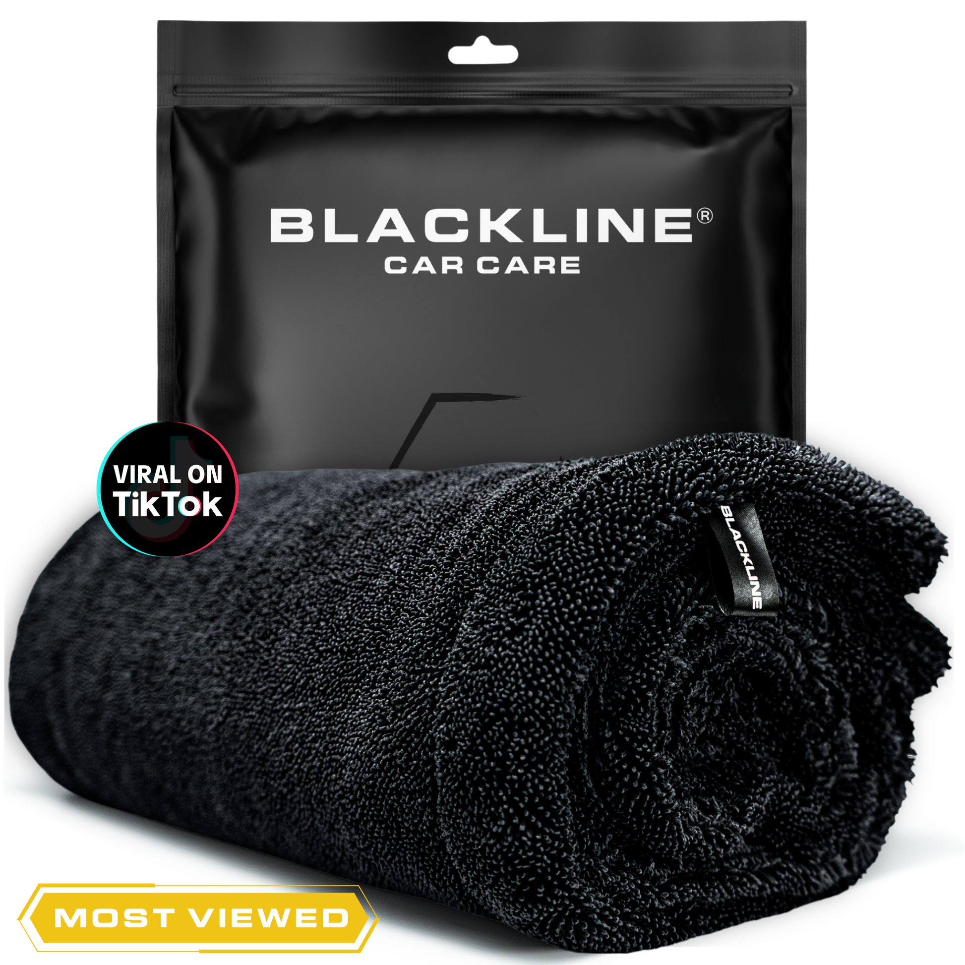 Blackline Car Care twisted-loop drying towel in black, showing its textured, looped fabric ideal for drying vehicles.
