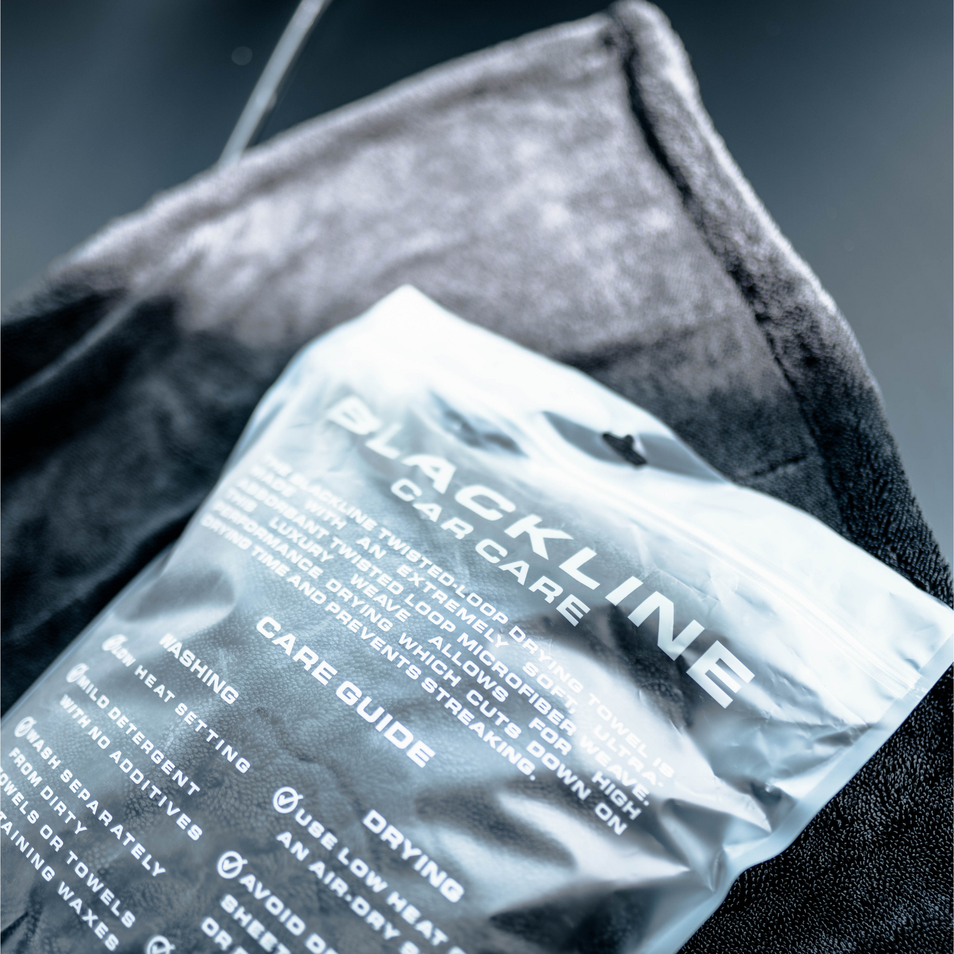 Blackline Car Care Blackline Twisted-Loop Drying Towel laid flat, showing its textured, twisted-loop microfiber surface for car drying.