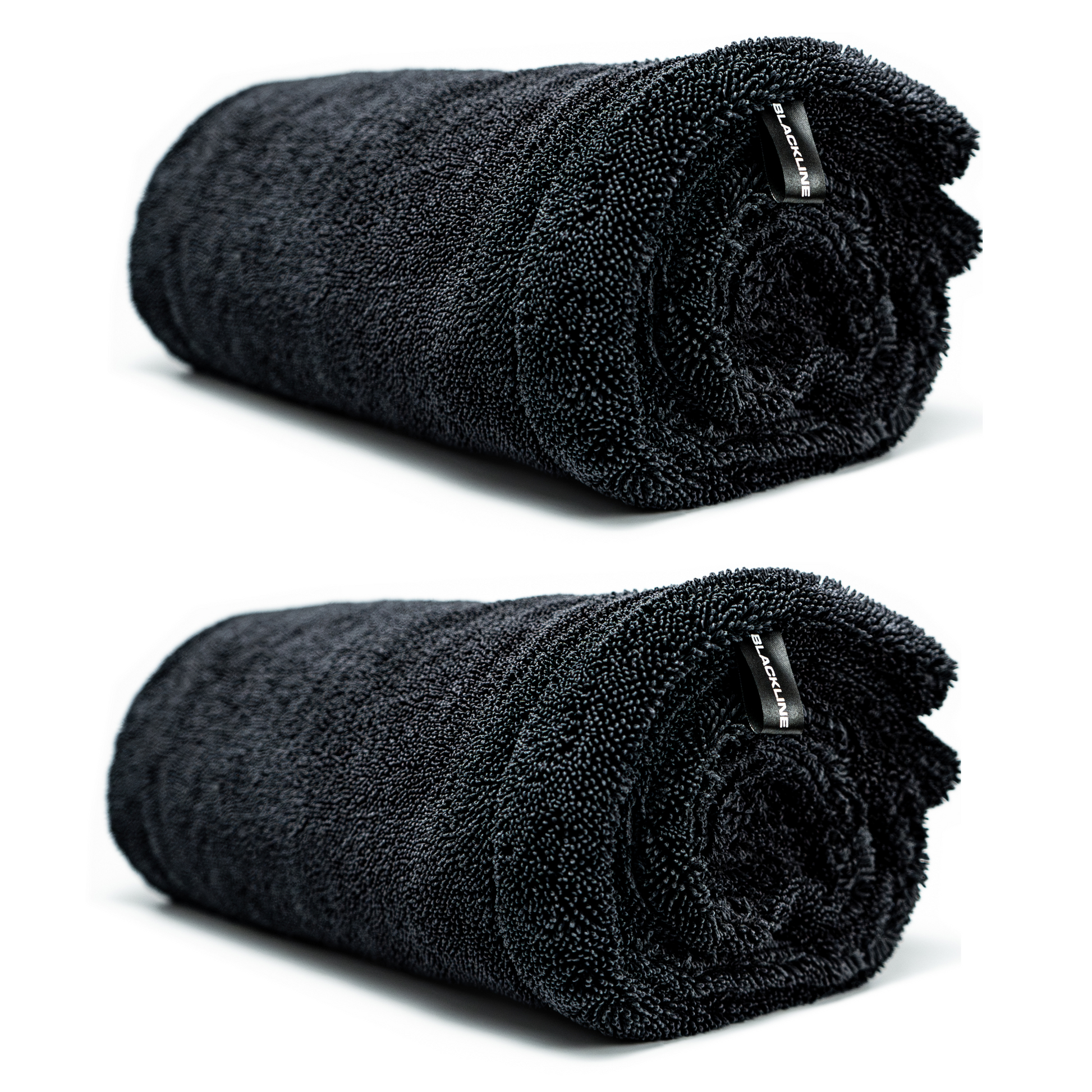 Blackline Car Care BLACKLINE® Twisted-Loop Drying Towel, a soft black drying towel with twisted loops for car drying.