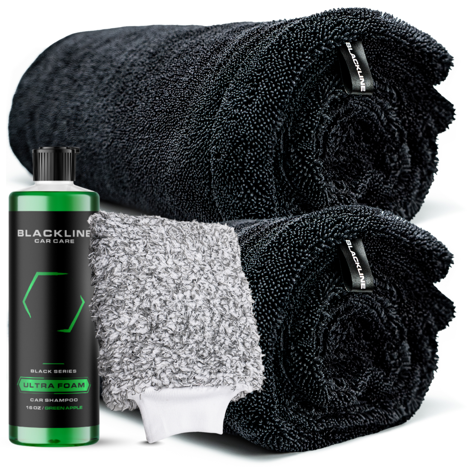 Blackline Car Care BLACKLINE® Twisted-Loop Drying Towel, a soft, absorbent drying towel with twisted-loop fabric for vehicle drying.