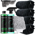 Blackline Car Care twisted-loop drying towel in black, showing its textured, absorbent fabric ideal for drying vehicles.
