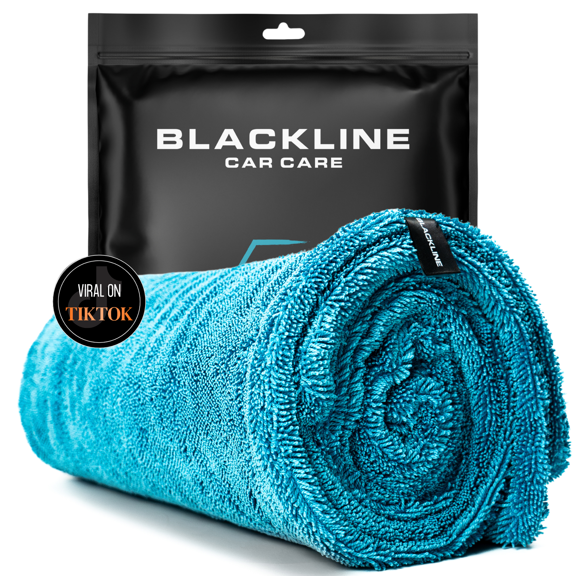 Blackline Car Care BLACKLINE Twisted-Loop Drying Towel, black microfiber drying towel for car drying and detailing.