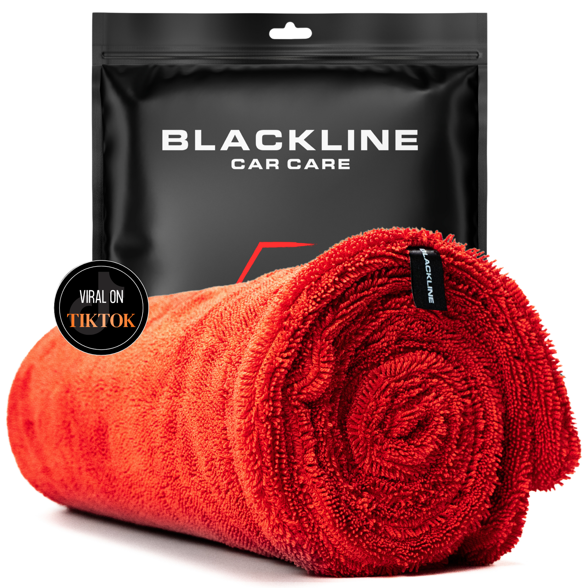Blackline Car Care twisted-loop drying towel in black, showing its textured, looped microfiber surface for car drying.
