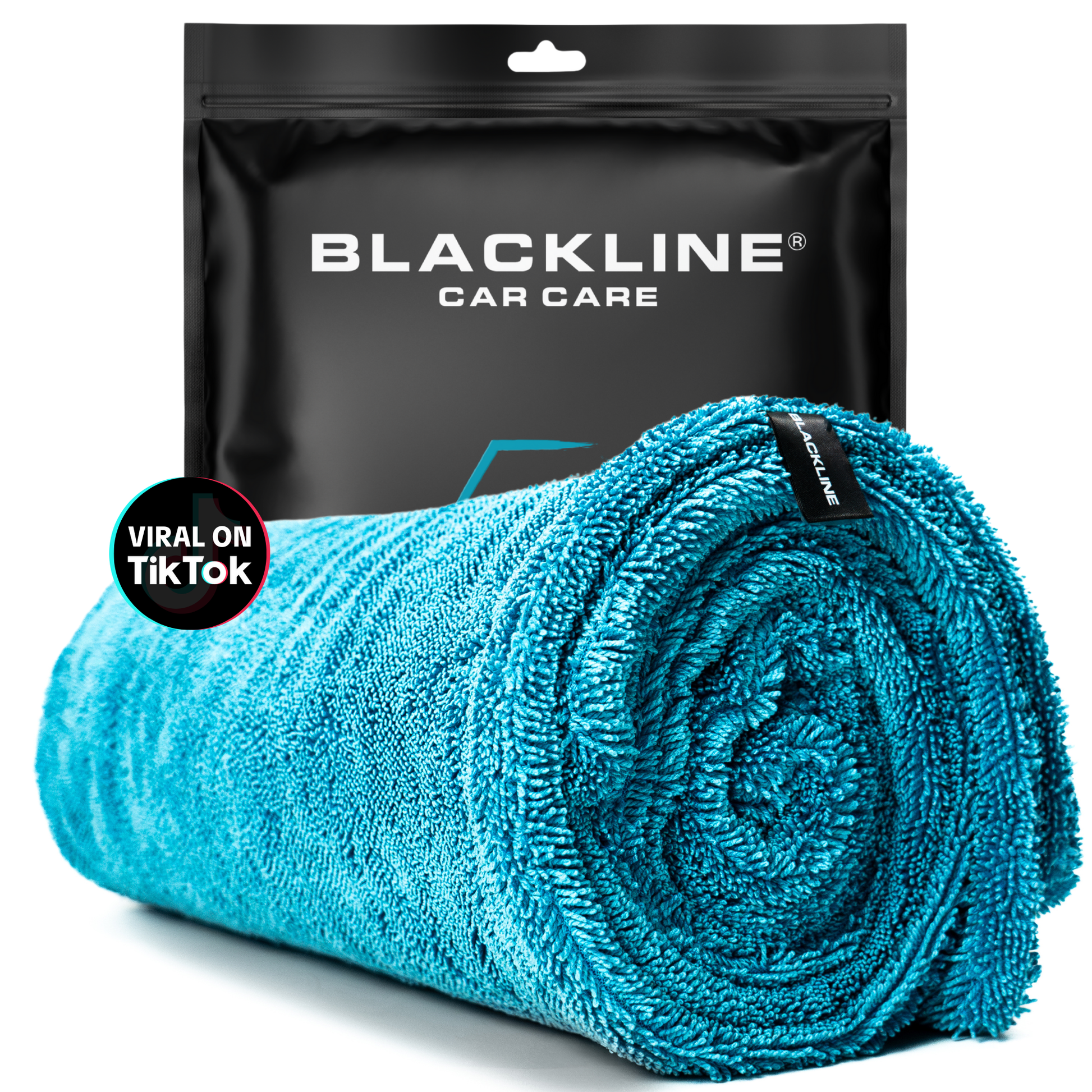 Blackline Car Care twisted-loop drying towel in black, showcasing its soft, absorbent fabric designed for vehicle drying.