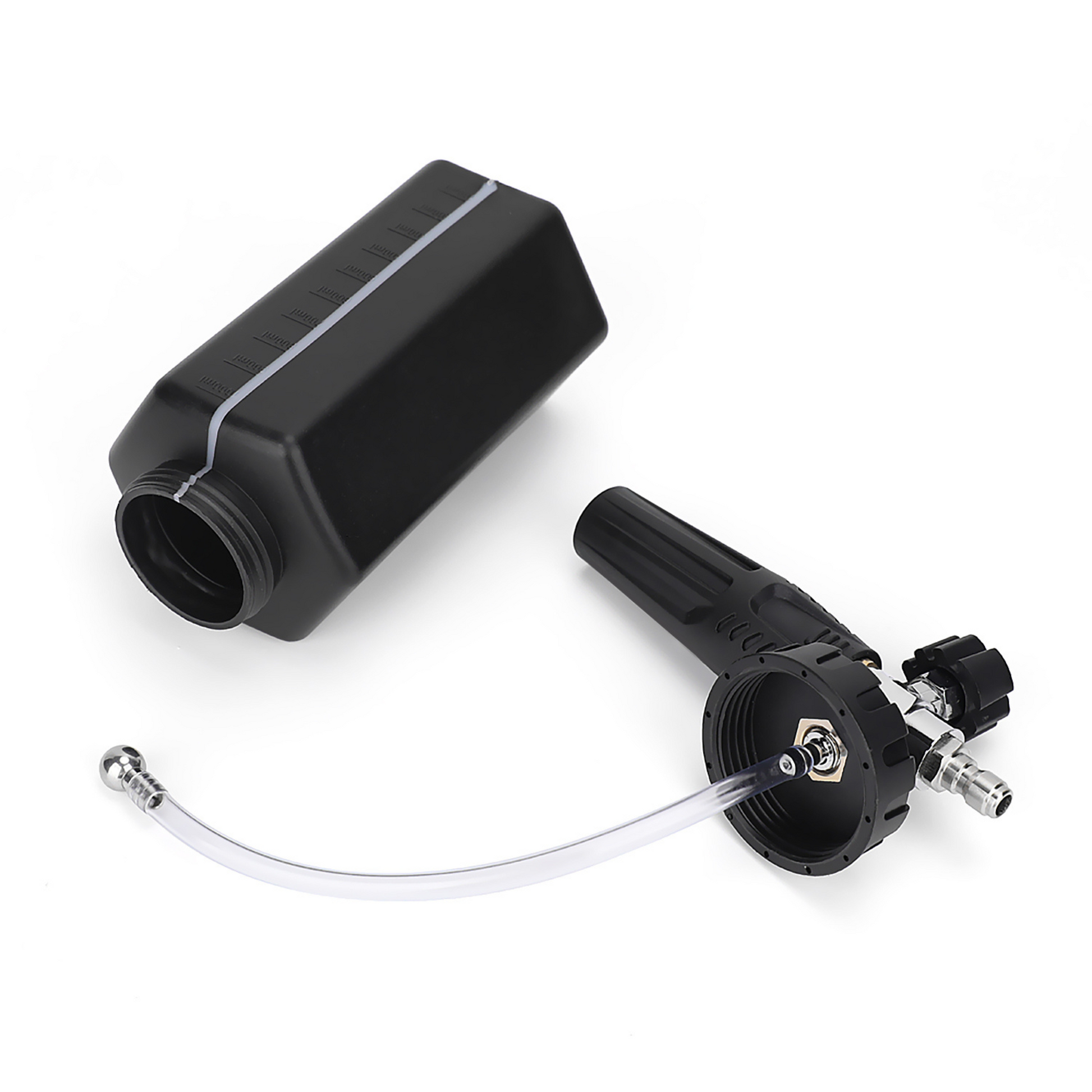 Blackline Car Care BLACKLINE® Foam Cannon 2.0 for high-pressure foam washing, showing the foam cannon attached to a pressure washer.