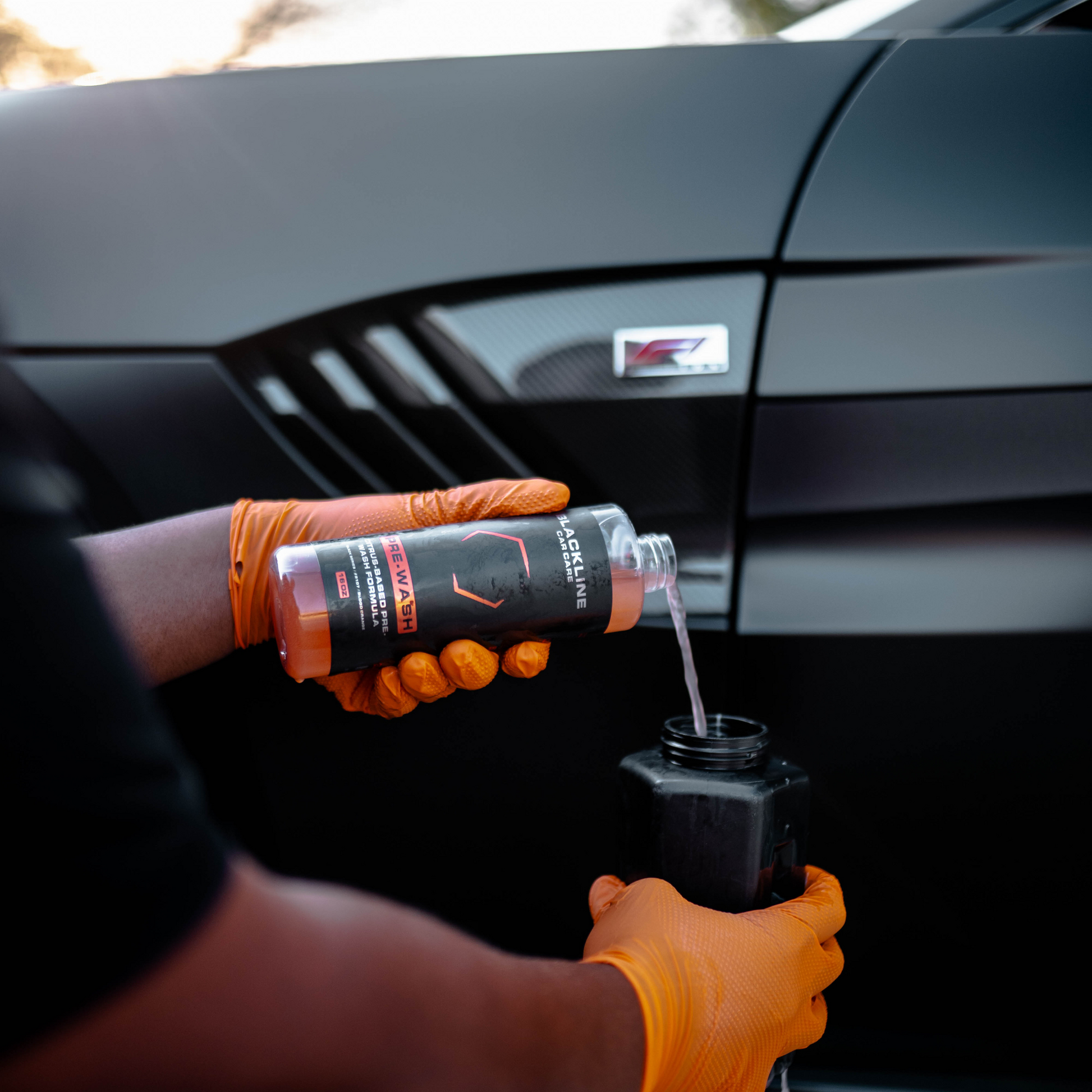 Blackline Car Care BLACKLINE® Foam Cannon 2.0 for car washing, showing the foam cannon device with adjustable spray nozzle.
