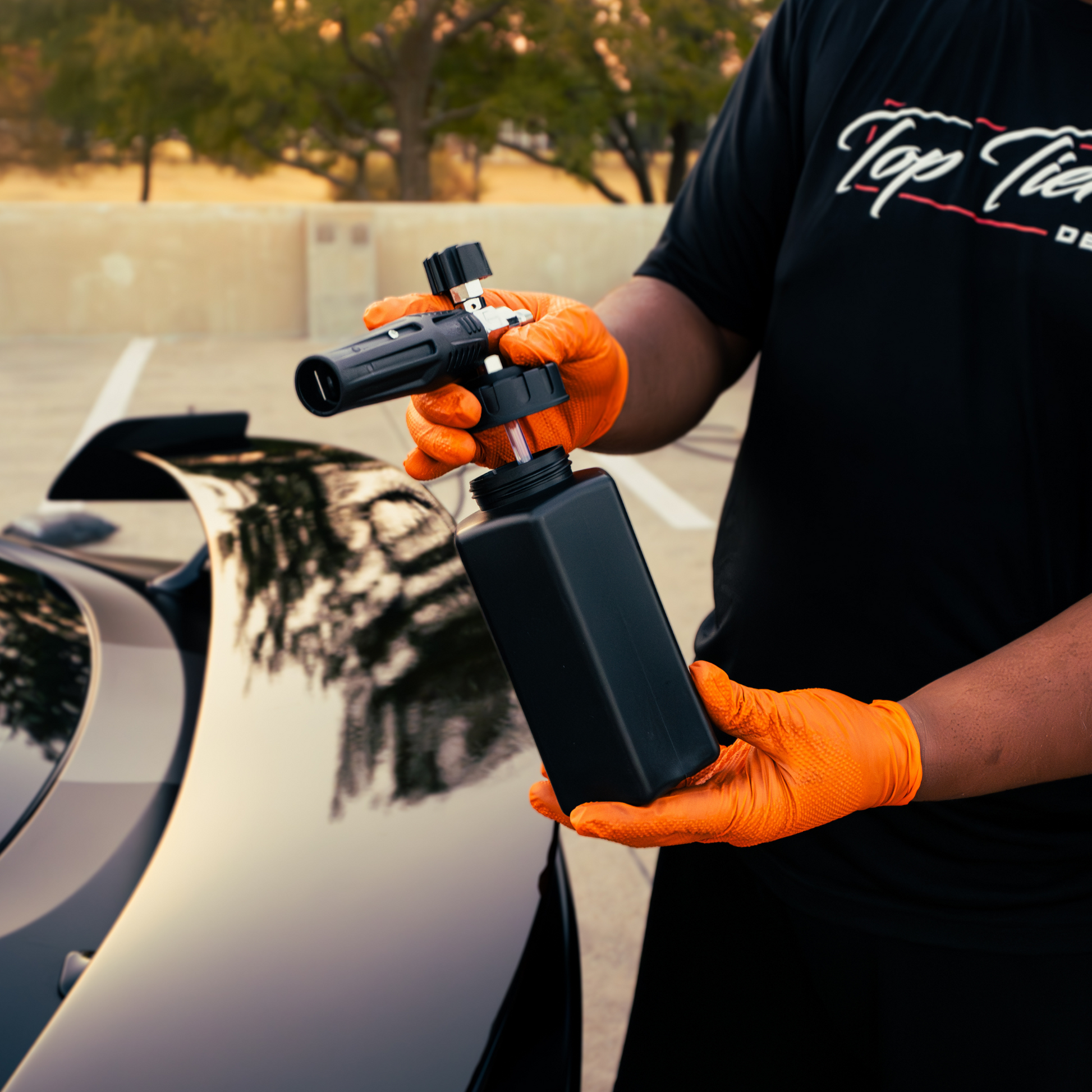 Blackline Car Care BLACKLINE® Foam Cannon 2.0 for high-pressure foam washing, showcasing the professional-grade foam cannon attachment.