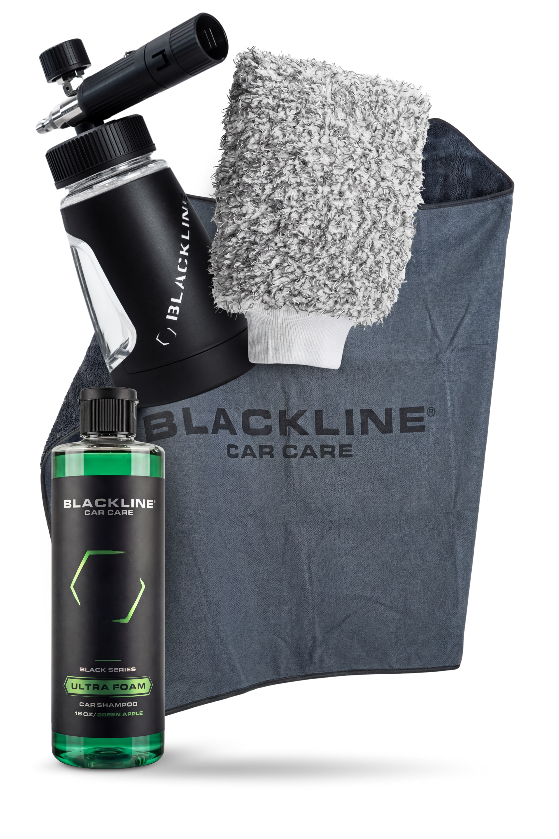 Blackline Car Care BLACKLINE® ULTRA Series Foam Cannon for car washing, with black finish and adjustable foam spray nozzle.