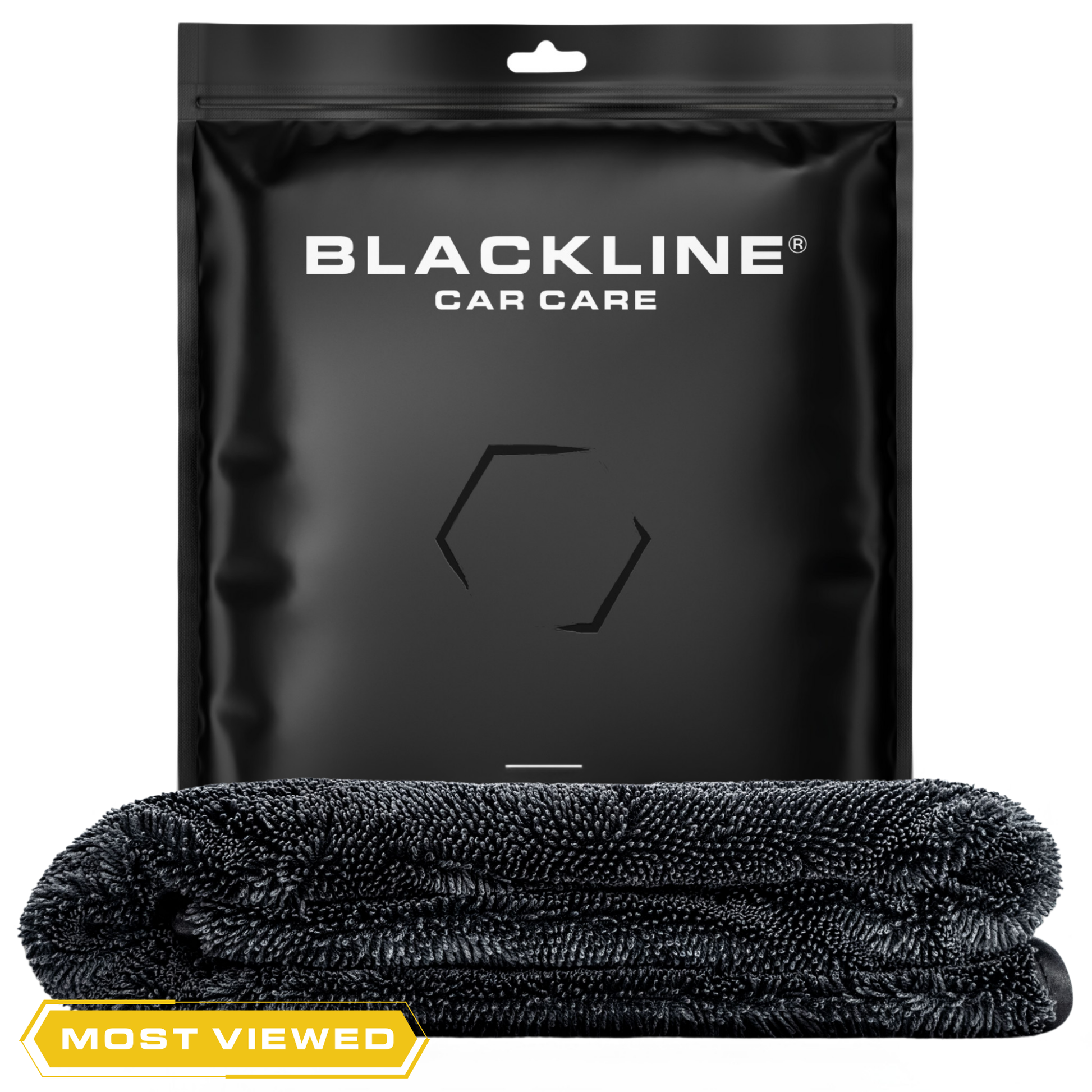 Blackline Car Care BLACKLINE® Slim Twisted-Loop Drying Towel laid flat, showcasing its soft, twisted-loop microfiber for vehicle drying.