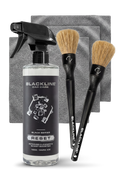 Blackline Car Care BLACKLINE® Reset interior cleaner and scent booster in dark ice scent, shown in a sleek spray bottle image.