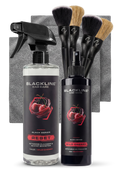 Blackline Car Care BLACKLINE® RESET interior cleaner and scent booster, dark ice scent, in a spray bottle.