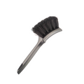 Blackline Car Care stiff bristle tire brush with sturdy handle, designed for cleaning vehicle tires effectively.