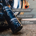 Blackline Car Care BLACKLINE® Blackout Trim & Tire Dressing spray bottle with black label and white text.
