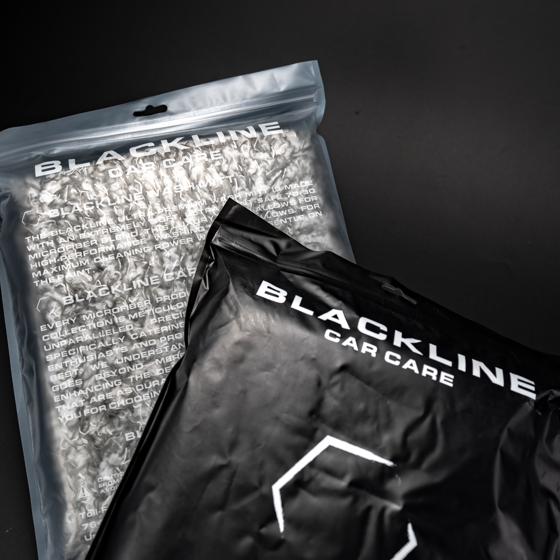 Blackline Car Care BLACKLINE microfiber wash mitt for car cleaning, featuring soft, plush material and durable construction.