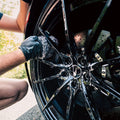 Blackline Car Care microfiber wheel mitt for cleaning vehicle wheels, featuring soft, durable material for gentle, effective detailing.
