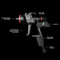 SATAjet X Control spray gun for automotive painting with ergonomic handle and precision control, used in professional spray applications.