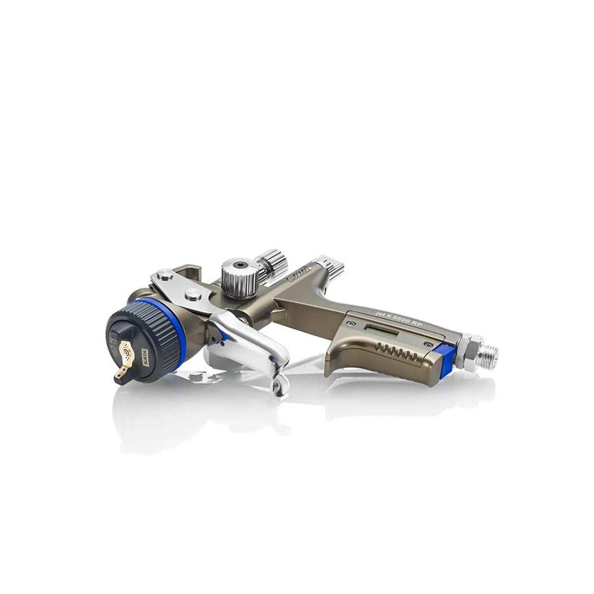 SATAjet X 5500 spray gun with RPS cups for automotive painting, featuring ergonomic design and professional-grade spray technology.