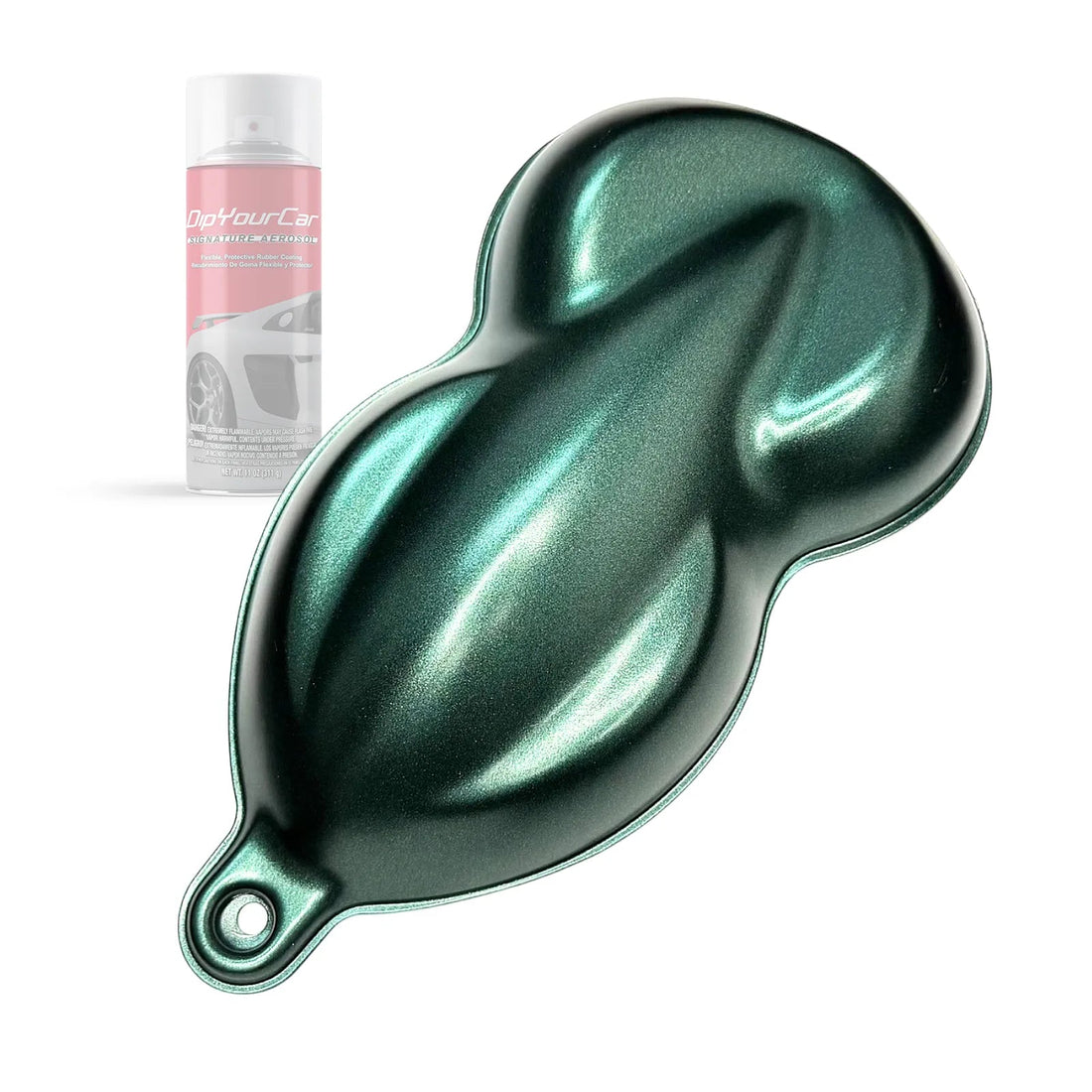 DipYourCar Carbon Green TopCoat Aerosol, a dip pearl aerosol spray showing the vibrant green finish on a car surface.