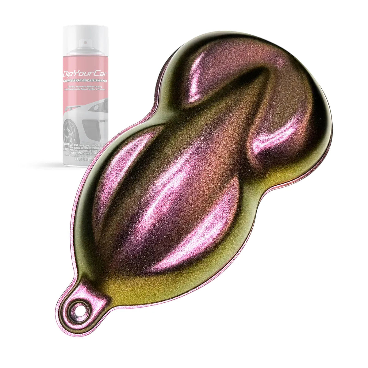 DipYourCar.com Flash Colorshift TopCoat aerosol spray bottle for dip pearl coatings, showcasing a vibrant, iridescent finish.