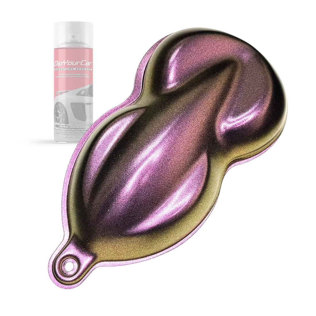 DipYourCar GD-10 Alien TopCoat Dip Pearl Aerosol showing vibrant, iridescent pearl finish on a car surface.