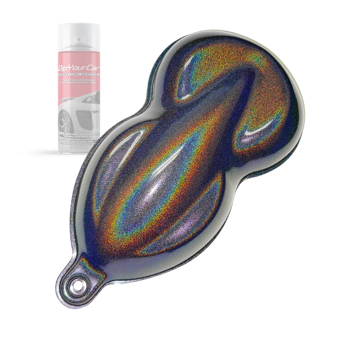 Hyper Holographic TopCoat Dip Pearl Aerosol from DipYourCar.com, showcasing a shiny, colorful holographic finish in a spray can.