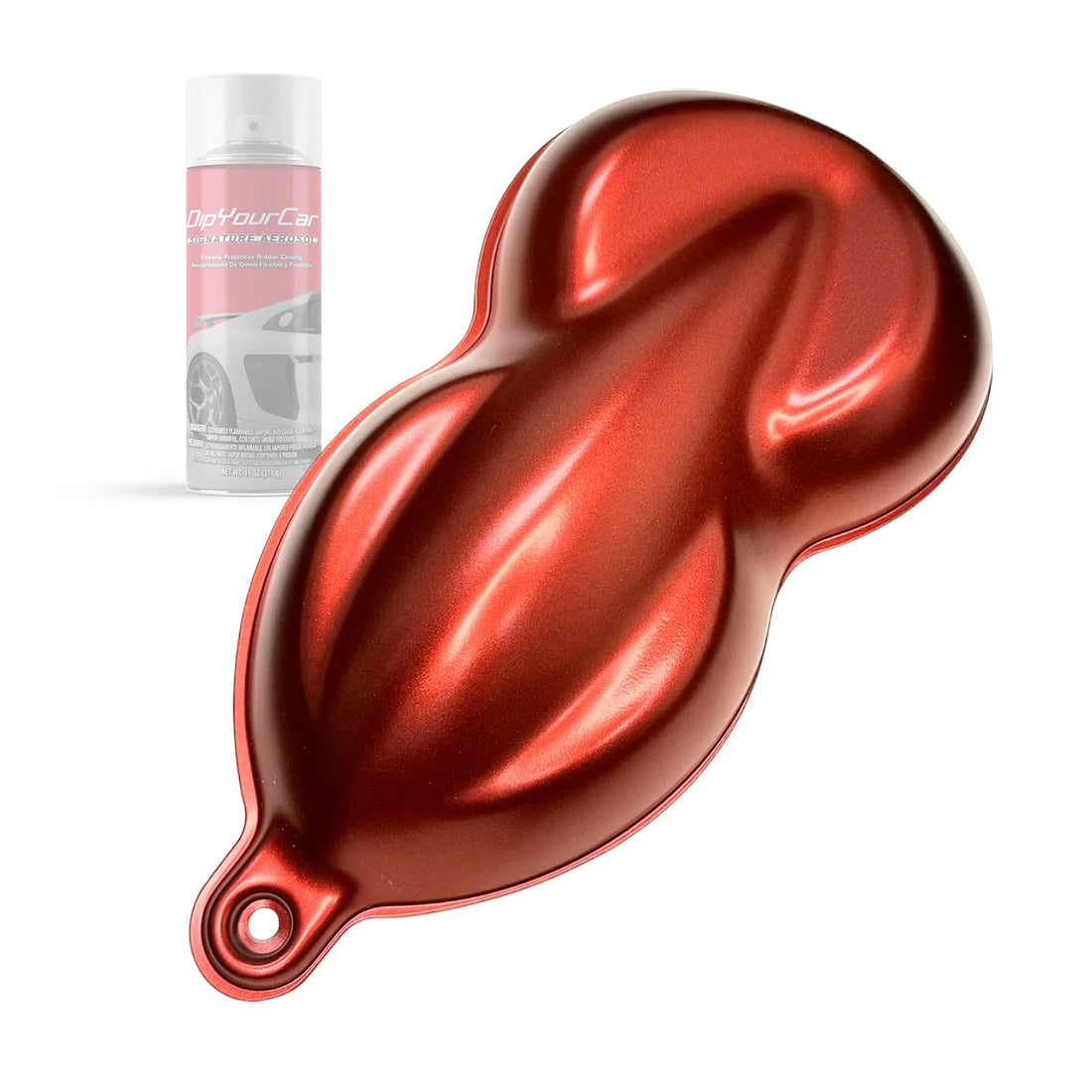Real Red TopCoat aerosol from Dip Pearl Aerosols by DipYourCar.com, shown in a sleek spray can for automotive custom coatings.