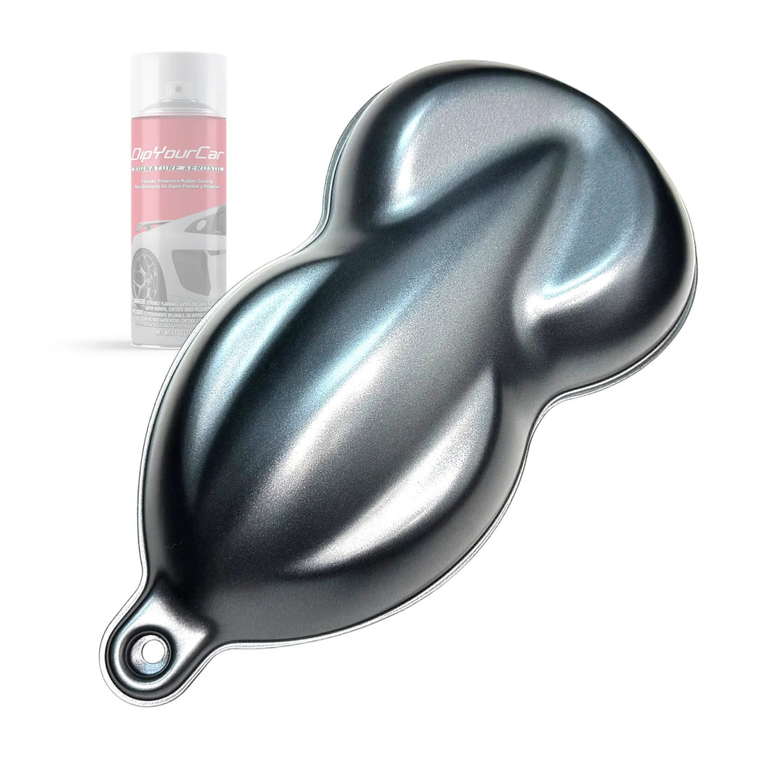DipYourCar Sparkling Graphite TopCoat Aerosol from Dip Pearl Aerosols line, showcasing a sleek, shiny graphite finish on a car surface.