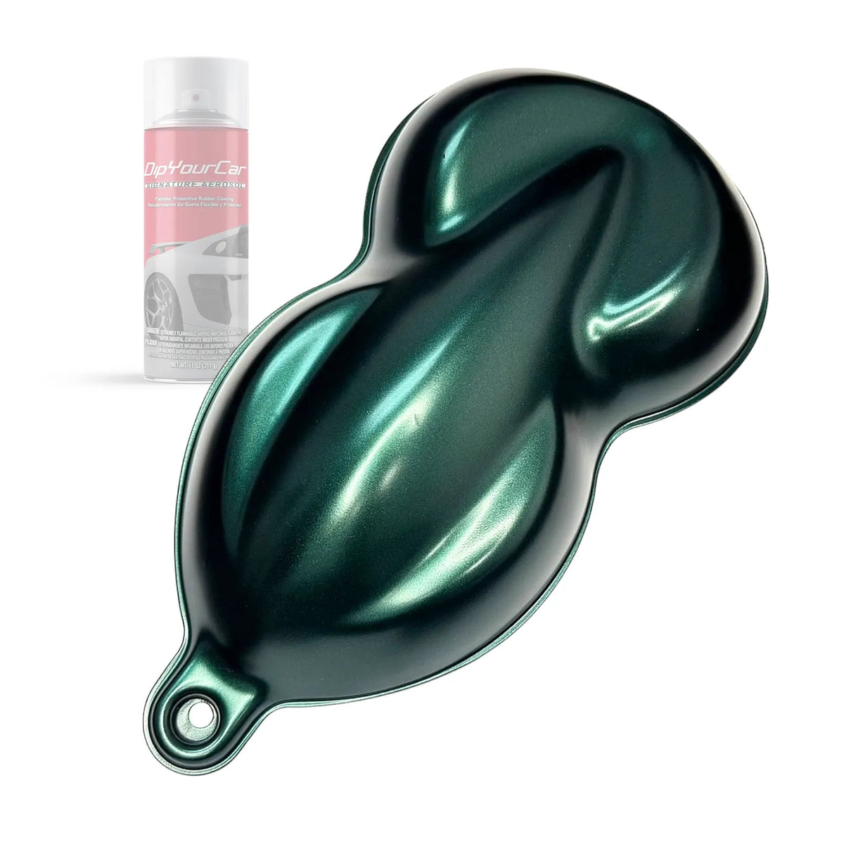 Tahitian Green Dip Pearl Aerosol Top Coat from DipYourCar.com showing a spray can with vibrant green finish and branding.