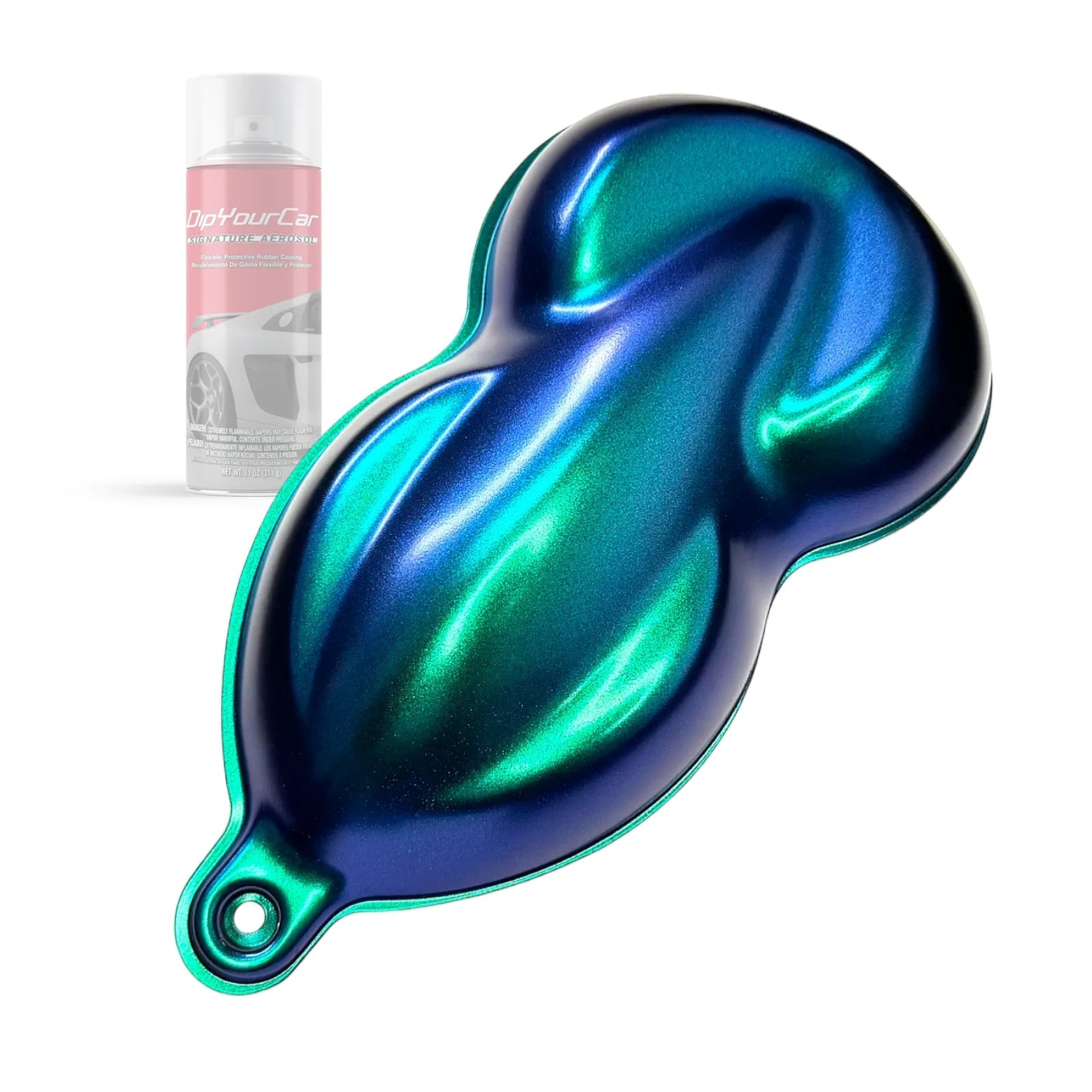 DipYourCar ZGA HyperShift TopCoat aerosol spray bottle with Dip Pearl Aerosols for automotive color shifting finishes.