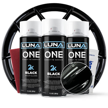 High-gloss Luna One Wheel Kits by DipYourCar.com, showcasing sleek, vibrant automotive wheel designs and finishes.