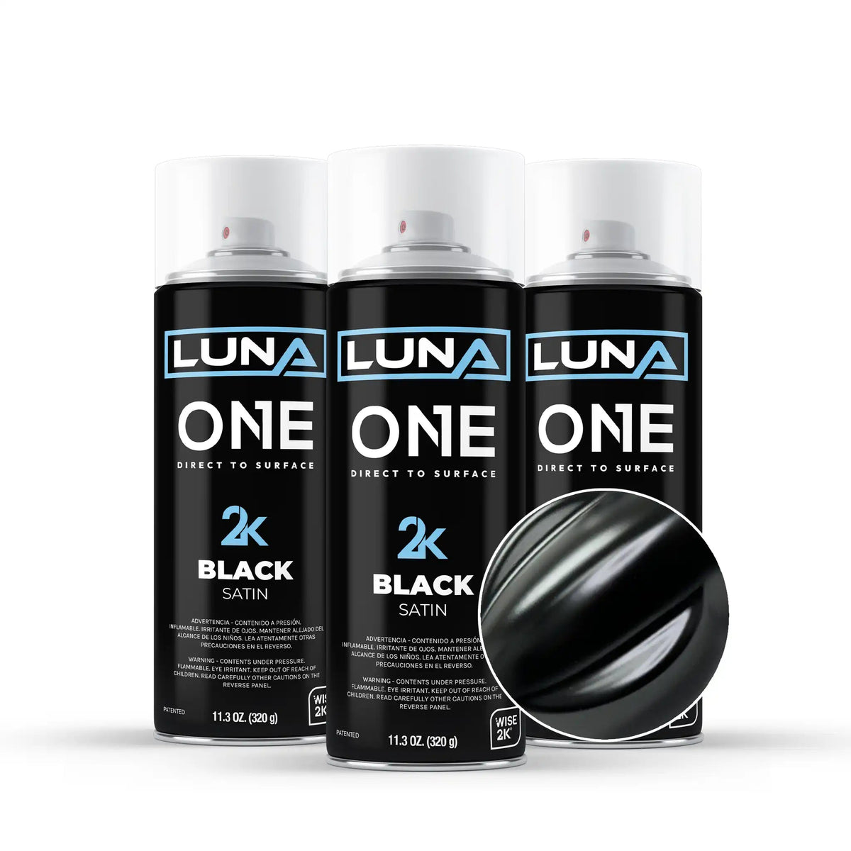 High-gloss Luna One Aerosols from DipYourCar.com, showcasing vibrant, shiny automotive aerosol sprays for custom car finishes.