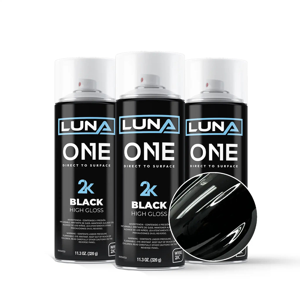 High-gloss Luna One Aerosols by DipYourCar.com, showcasing vibrant, reflective automotive paint in a sleek aerosol can.