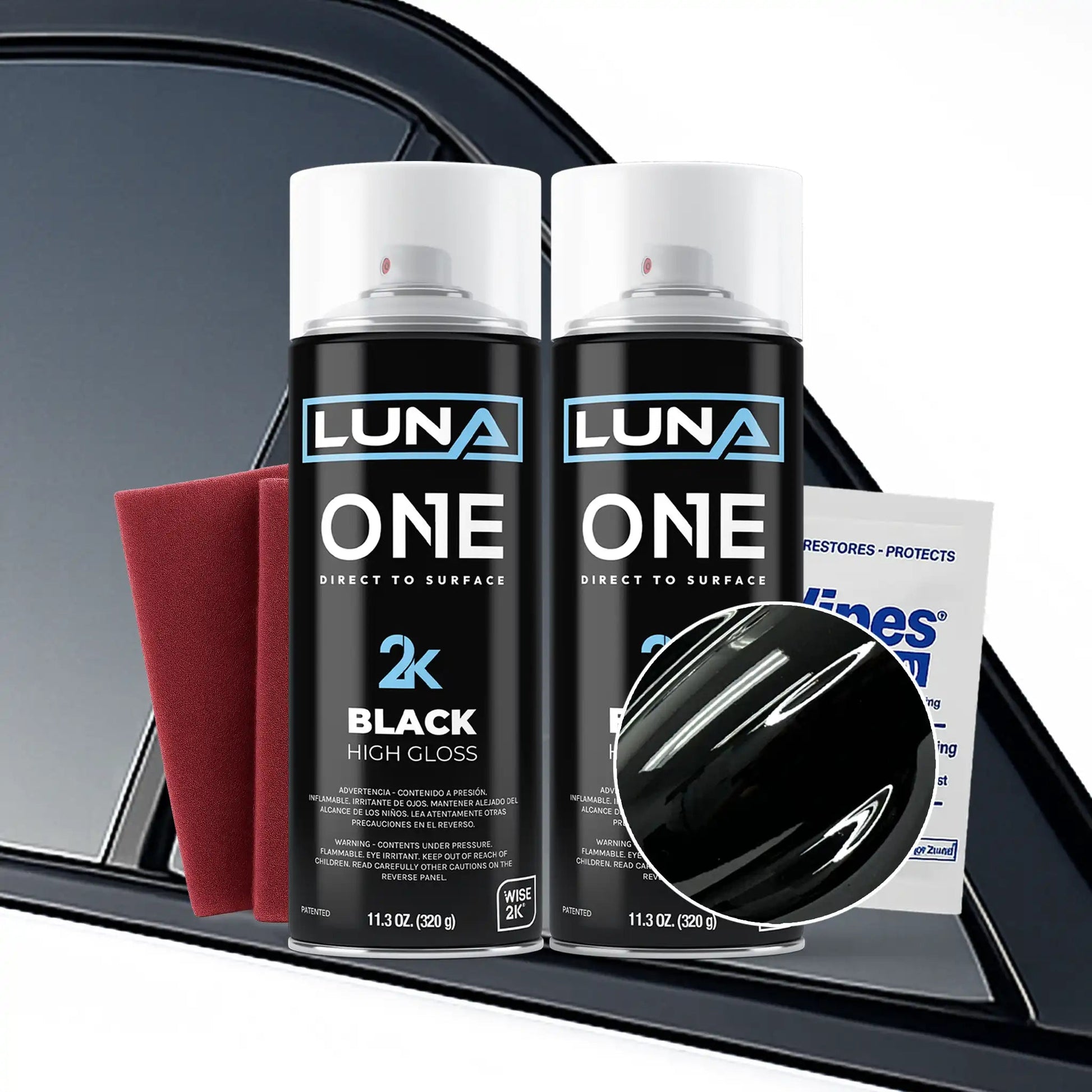High-gloss DipYourCar Luna One Trim Kit can for vehicle detailing and customization, featuring a sleek, reflective finish.
