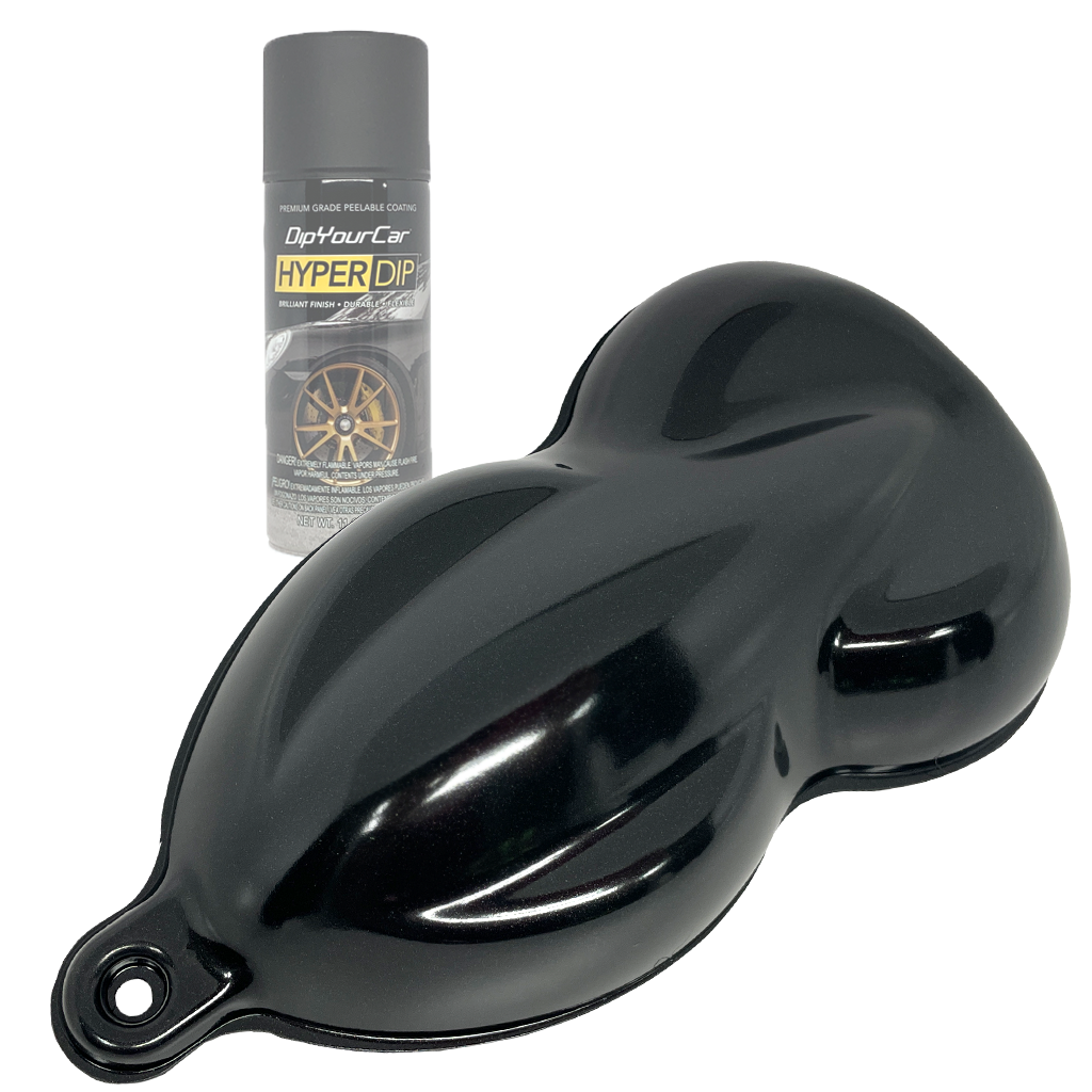 Black Emerald Metallic HyperDip aerosol spray from DipYourCar.com, featuring a shiny, metallic hyperdip finish for vehicle customization.