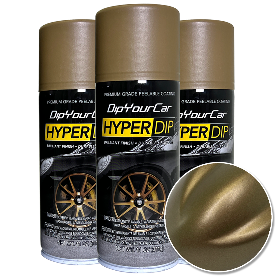 Bronze Gold HyperDip aerosol can from DipYourCar.com showing the HyperDip Aerosols product for automotive customization.