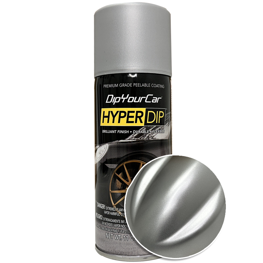Single aerosol can of Factory Silver HyperDip by DipYourCar.com, a HyperDip aerosol for automotive customization.