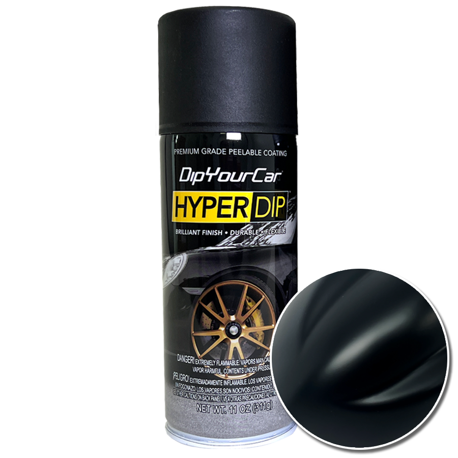 Frozen Black HyperDip aerosol spray from DipYourCar.com showing the sleek black HyperDip finish on the can.