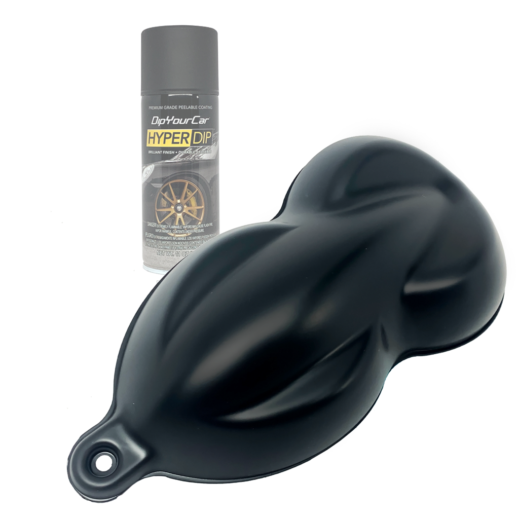 Frozen Black HyperDip aerosol spray from DipYourCar.com, showcasing a sleek black HyperDip coating for vehicle customization.