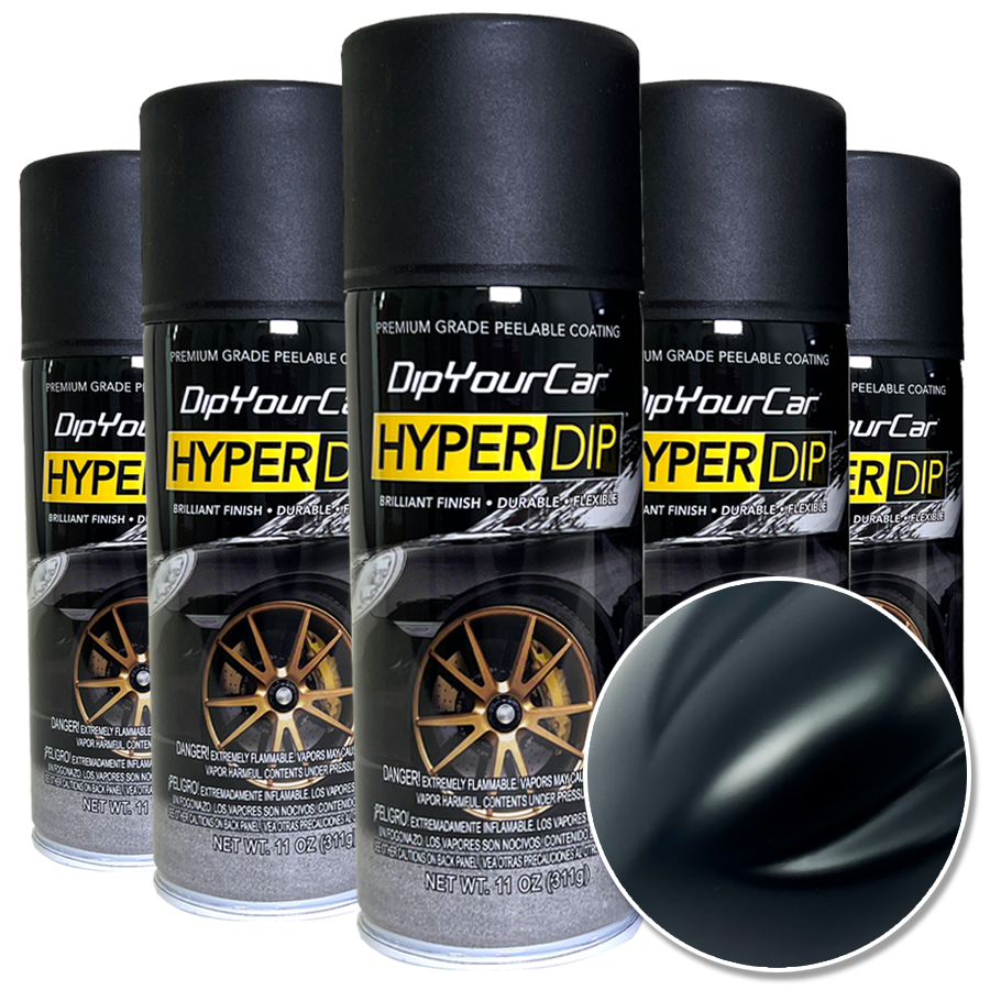 Shadow Black HyperDip aerosol can from DipYourCar.com, used for automotive color customization and wrapping.