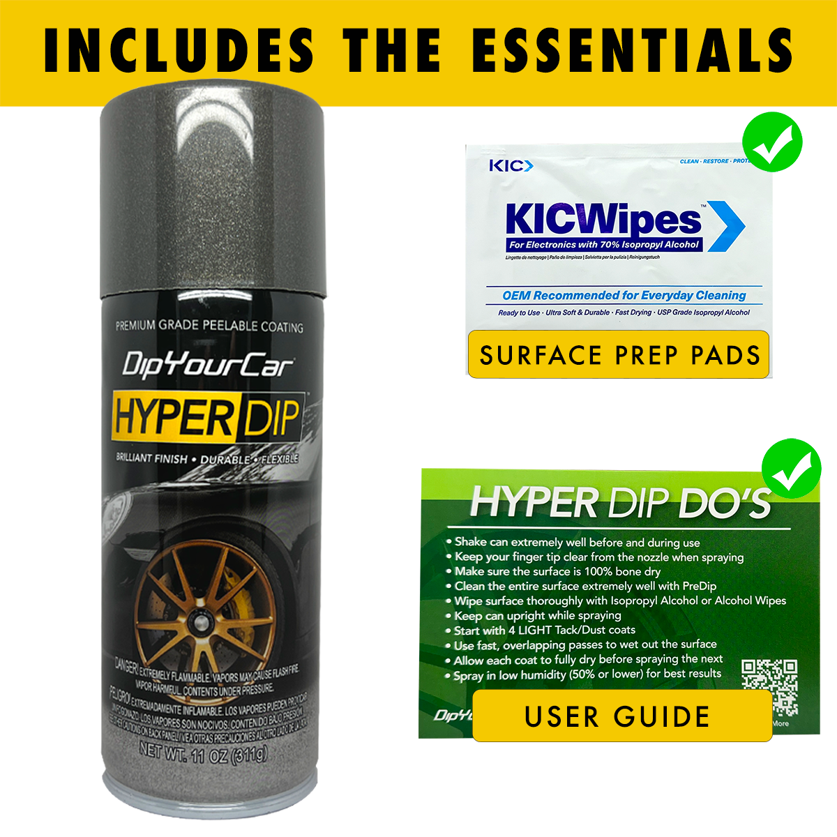 Single Stealth Grey HyperDip aerosol spray from DipYourCar.com, used for vibrant, durable automotive color customization.