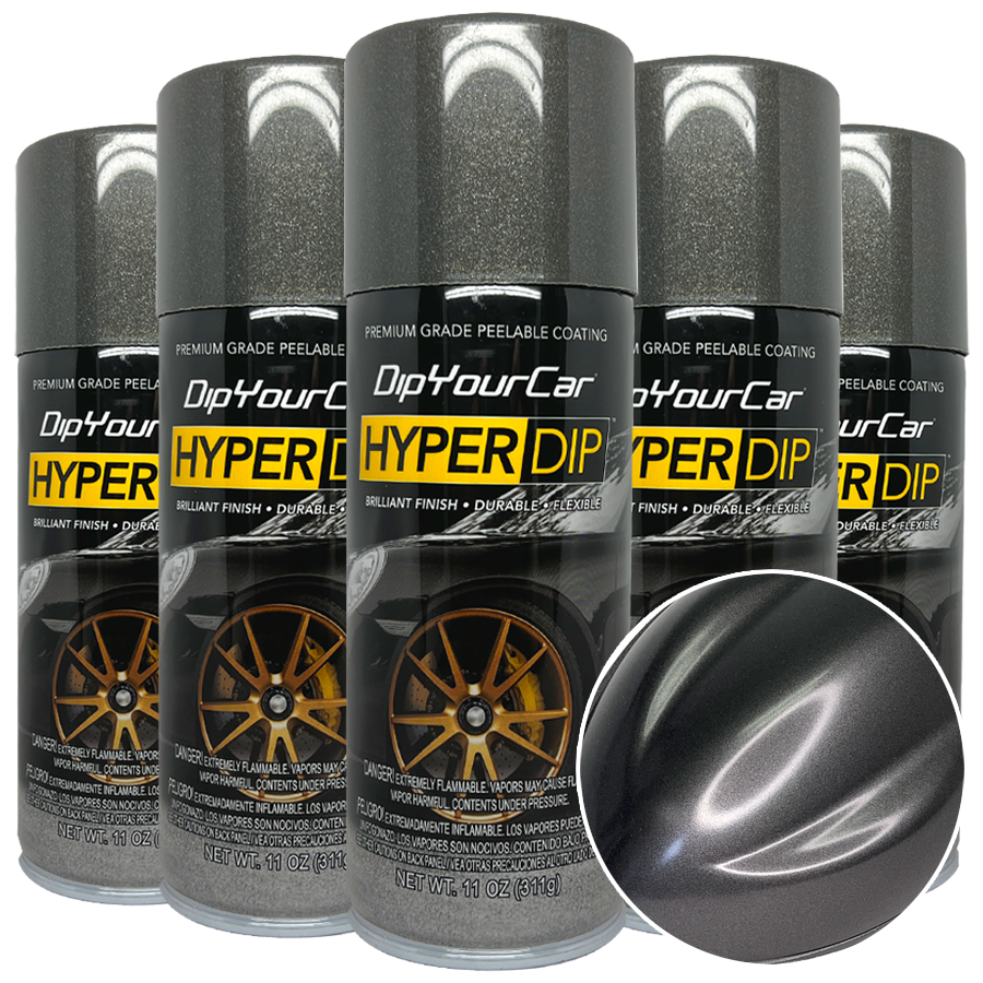 Single Stealth Grey HyperDip aerosol can from DipYourCar.com HyperDip Aerosols line for car color customization.