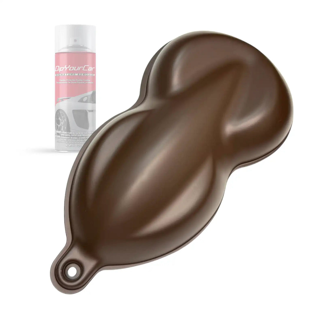 Chocolate brown peelable aerosol spray can from DipYourCar.com, used for temporary automotive paint applications.